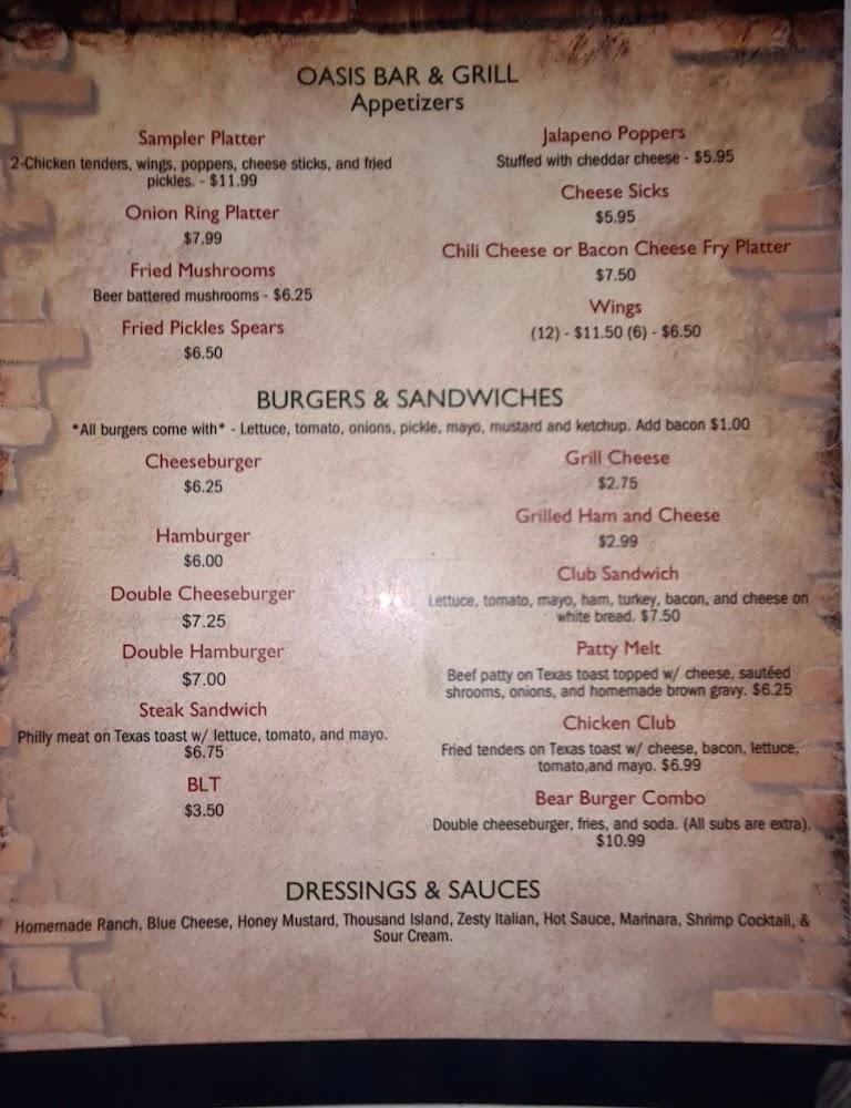 Oasis Bar & Grill Menu image 2