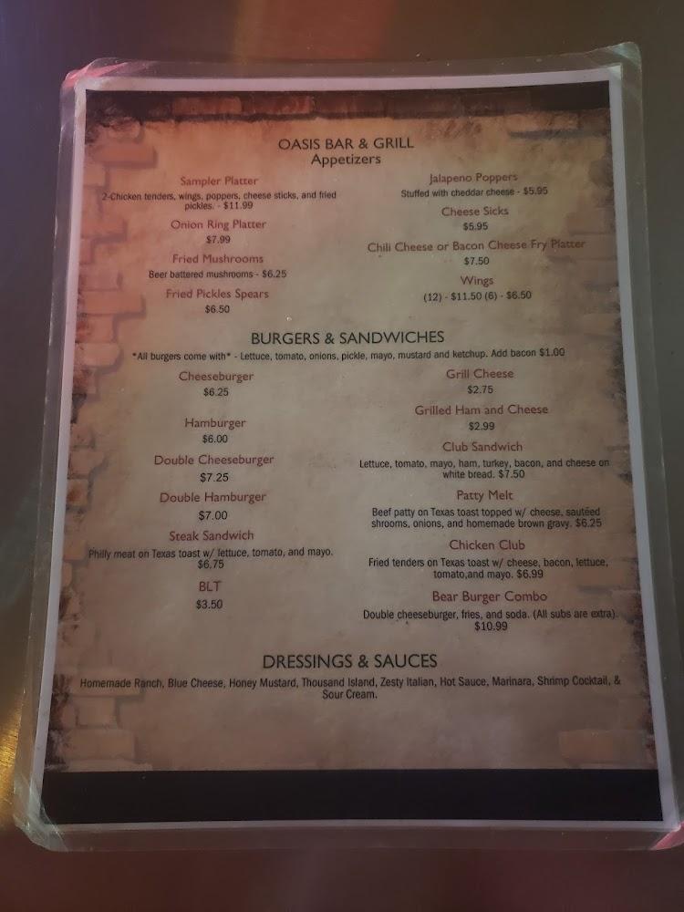 Oasis Bar & Grill Menu image 3